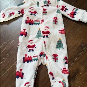 Carter's White and Red Santa Train Footie